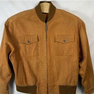 Vintage Karl Kani Suede Men's Bomber Jacket Zip Up Satin Style Interior XL Flaws